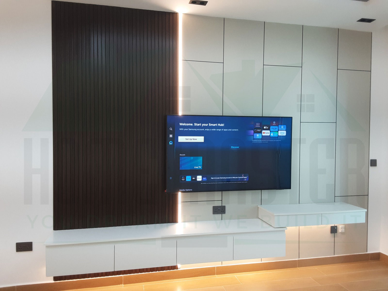 Custom media wall and TV unit