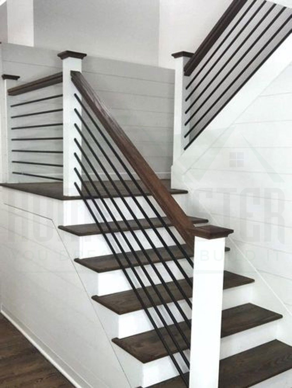 Floating wooden staircase design with glass railing and open treads