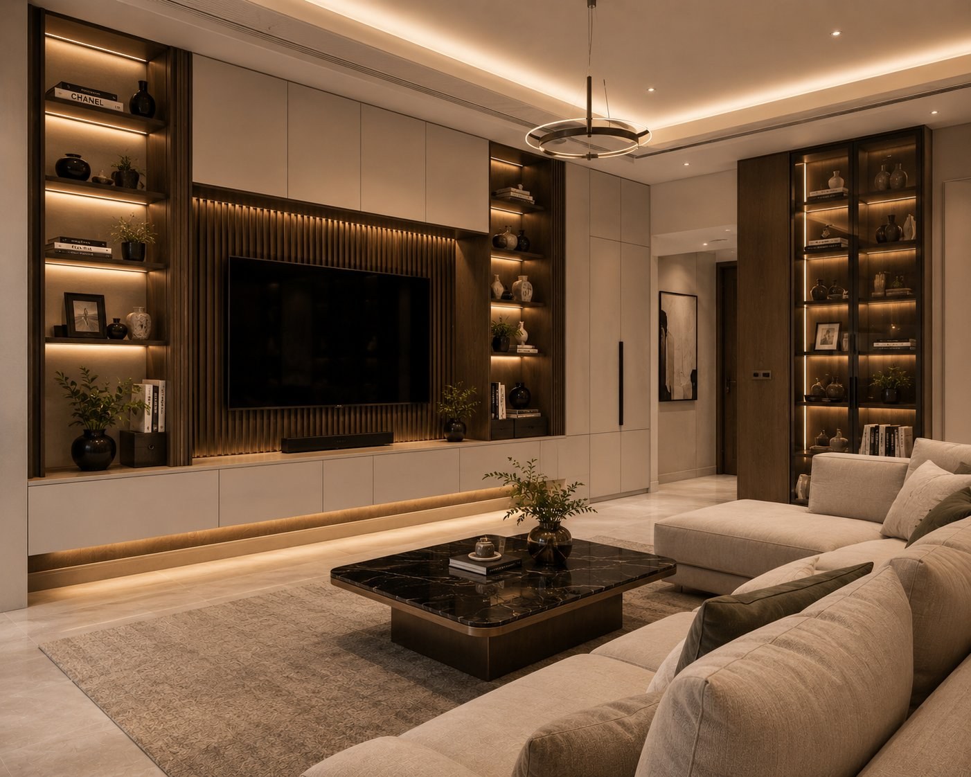 Custom furniture and built-in cabinetry in a luxury Dubai home