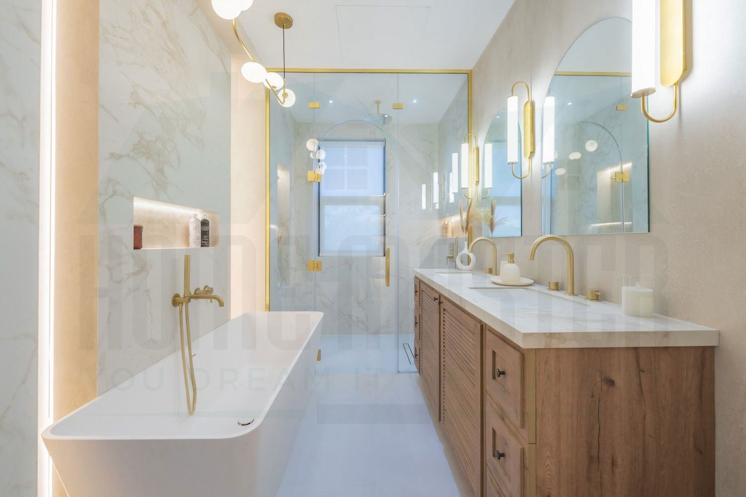 Bathroom renovation in Dubai with a double vanity by Home Master