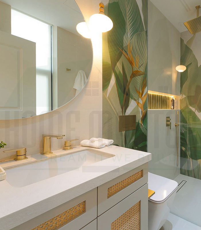 Arabic style bathroom design with brass fittings