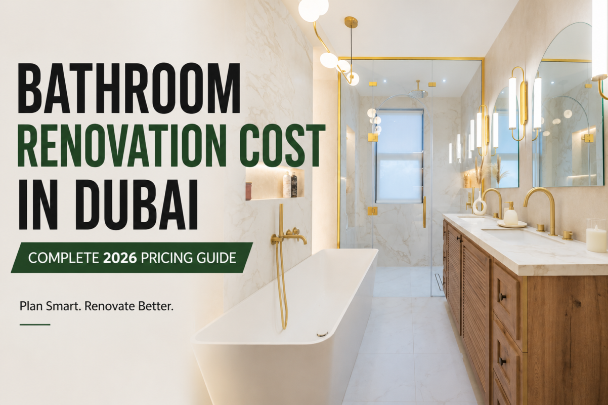 Modern luxury bathroom showing bathroom renovation cost in Dubai with complete 2026 pricing guide