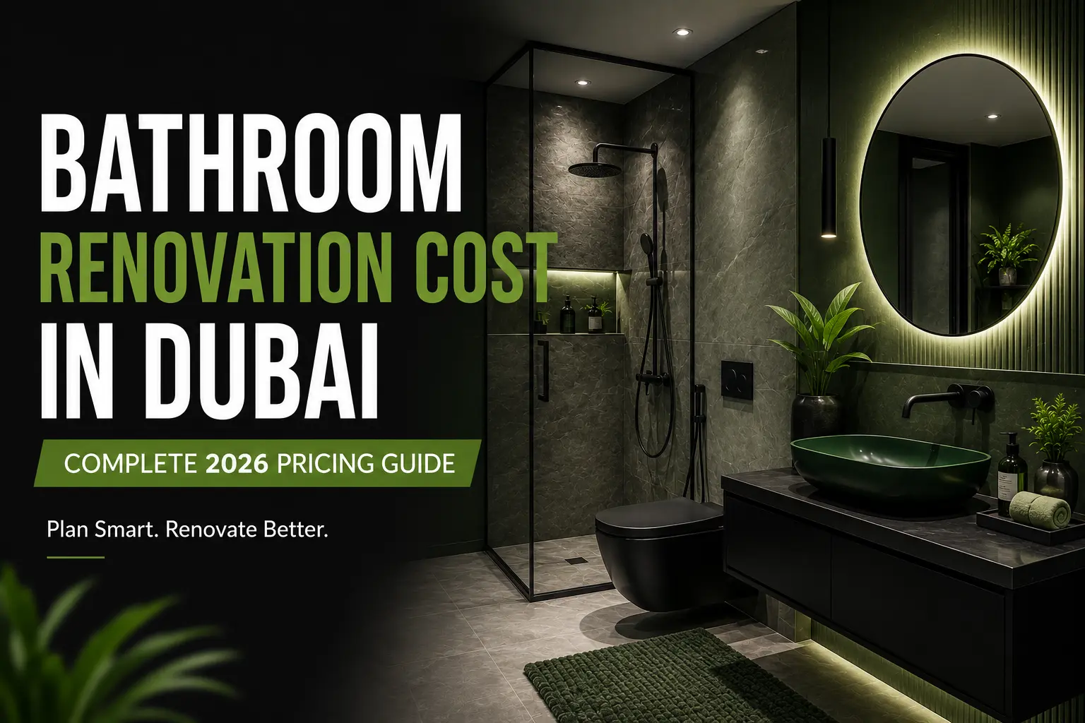 Modern luxury bathroom showing bathroom renovation cost in Dubai with complete 2026 pricing guide