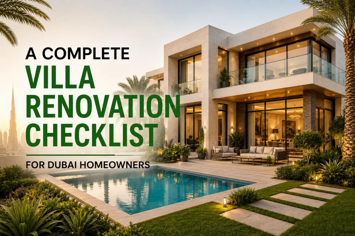 Complete villa renovation checklist for Dubai homeowners featuring a modern luxury villa with a contemporary exterior design.