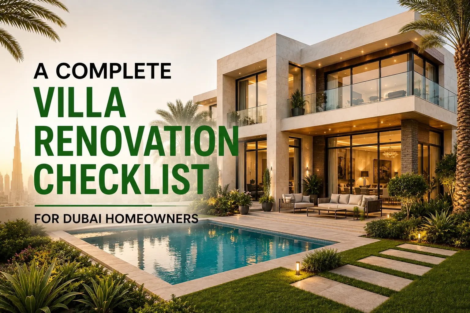 Complete villa renovation checklist for Dubai homeowners featuring a modern luxury villa with a contemporary exterior design.
