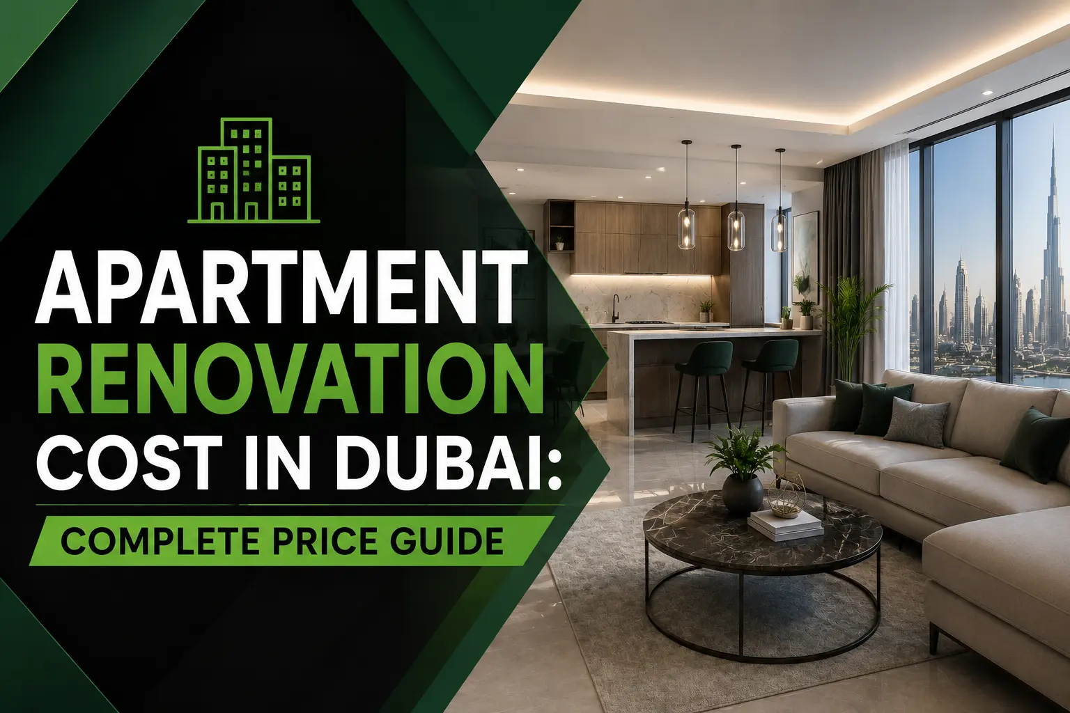 Apartment Renovation Cost in Dubai with modern apartment interior by Home Master Dubai