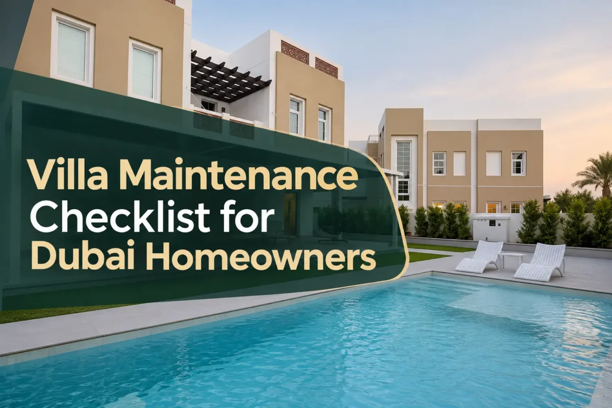 Modern Dubai villa with swimming pool for a villa maintenance checklist guide